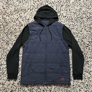 Travis Mathew Scavenger Hooded Golf Vest Jacket Navy Blue Grey Men’s Size Large